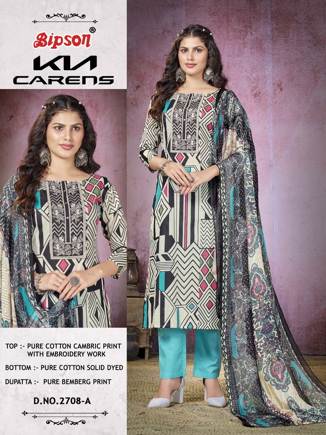 Kia Carens 2708 By Bipson Embroidery Cotton Non Catalog Dress Material Wholesale Online	